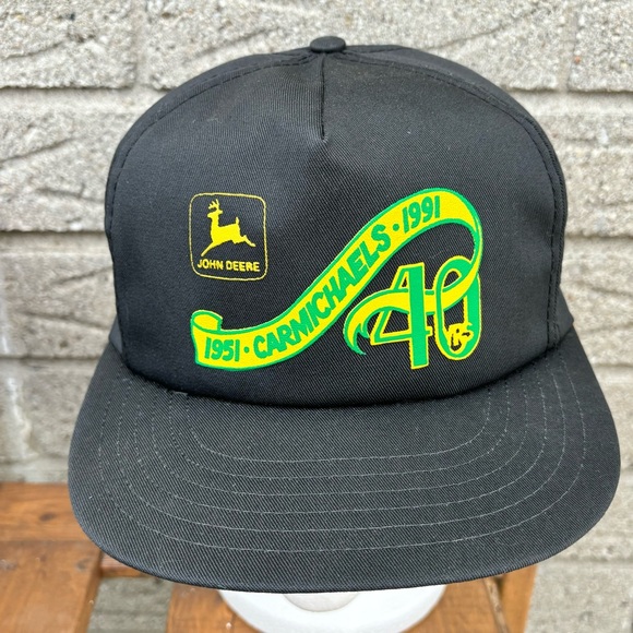 Vintage 90s John Deere Carmichaels 40th Anniversary SnapBack baseball cap Hat - Picture 11 of 13